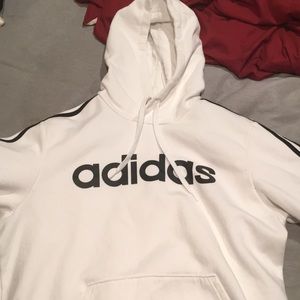 White & Black Adidas Hoodie Medium